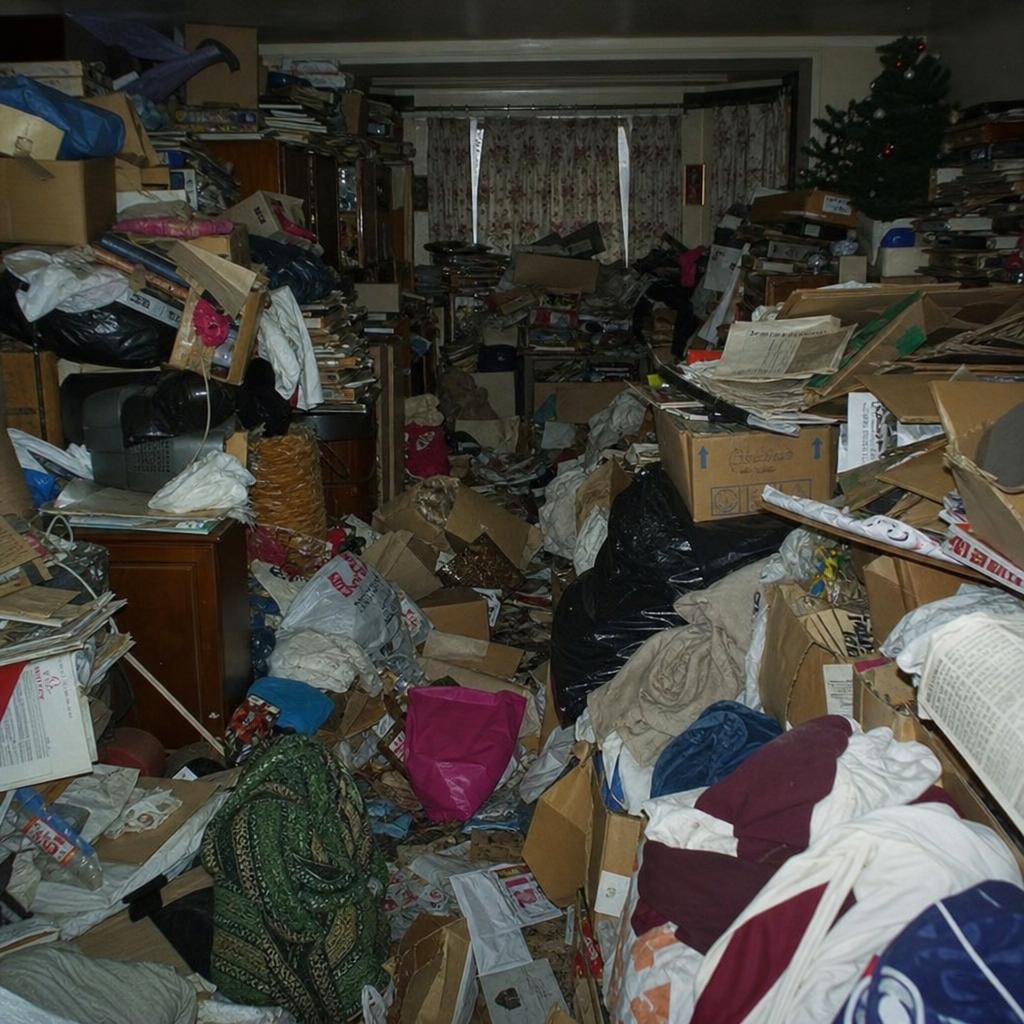 Messie-Wohnung vor der Entrümpelung – vollgestelltes Zimmer